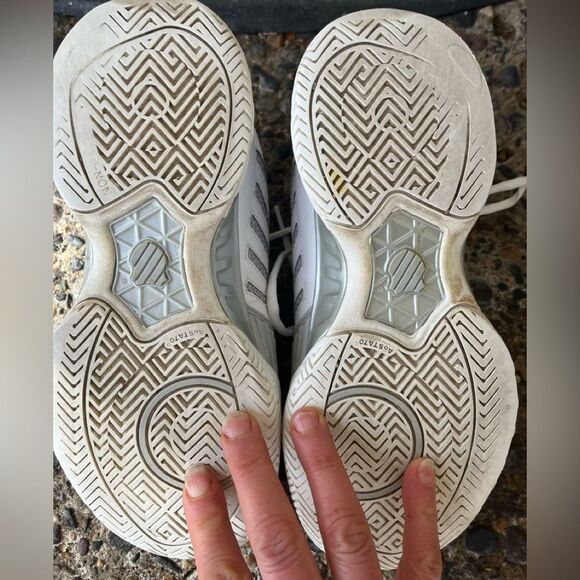 K-Swiss white/grey tennis shoes, preowned but great condition, light, comfy, 7 - Picture 13 of 14
